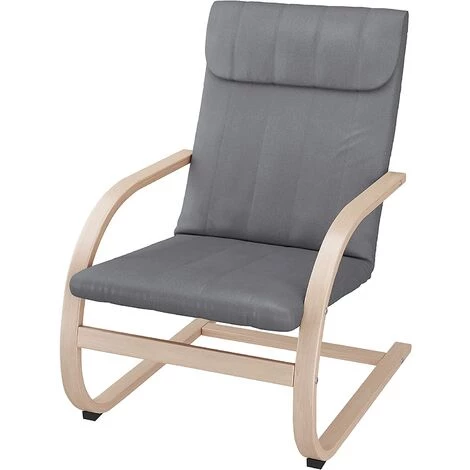 FURCHEN Fauteuil à Bascule, Pour Salon, Chambre, Jardin, Chaise Ber?ante En Bois, Avec Accoudoir, Fauteuil Lecture, Capacité De Charge 120 Kg, Gris, 65x73x96 Cm 3 FURCHEN Fauteuil à Bascule, Pour Salon, Chambre, Jardin, Chaise Ber?ante En Bois, Avec Accoudoir, Fauteuil Lecture, Capacité De Charge 120 Kg, Gris, 65x73x96 Cm