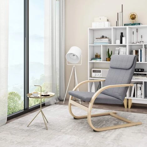 FURCHEN Fauteuil à Bascule, Pour Salon, Chambre, Jardin, Chaise Ber?ante En Bois, Avec Accoudoir, Fauteuil Lecture, Capacité De Charge 120 Kg, Gris, 65x73x96 Cm 5 FURCHEN Fauteuil à Bascule, Pour Salon, Chambre, Jardin, Chaise Ber?ante En Bois, Avec Accoudoir, Fauteuil Lecture, Capacité De Charge 120 Kg, Gris, 65x73x96 Cm – Image 3