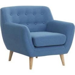 BELIANI Fauteuil En Tissu - Fauteuil Tapissé Bleu - Bleu