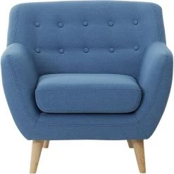 BELIANI Fauteuil En Tissu - Fauteuil Tapissé Bleu - Bleu -Pas Cher Fauteuil Magasin 5027192 5