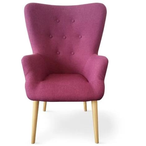 Paris Prix - Fauteuil Scandinave En Tissu "northwest" 104cm Violet 3 Paris Prix - Fauteuil Scandinave En Tissu "northwest" 104cm Violet