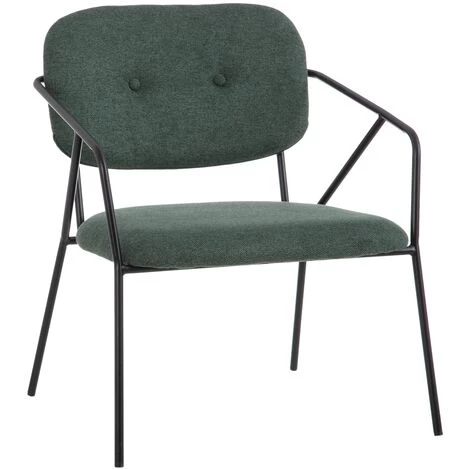 LOLA HOME Fauteuil Contemporain Tissu Vert Et Métal 62x61x75 Cm 3 LOLA HOME Fauteuil Contemporain Tissu Vert Et Métal 62x61x75 Cm