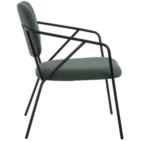 LOLA HOME Fauteuil Contemporain Tissu Vert Et Métal 62x61x75 Cm 4 LOLA HOME Fauteuil Contemporain Tissu Vert Et Métal 62x61x75 Cm – Image 2