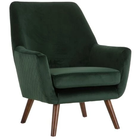 LOLA HOME Fauteuil Vert Foncé Avec Accoudoirs En Velours Et Bois 73x79x87 Cm 3 LOLA HOME Fauteuil Vert Foncé Avec Accoudoirs En Velours Et Bois 73x79x87 Cm