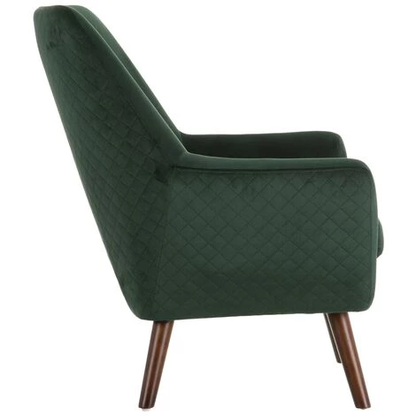 LOLA HOME Fauteuil Vert Foncé Avec Accoudoirs En Velours Et Bois 73x79x87 Cm 4 LOLA HOME Fauteuil Vert Foncé Avec Accoudoirs En Velours Et Bois 73x79x87 Cm – Image 2