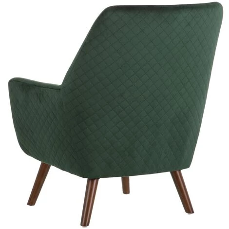 LOLA HOME Fauteuil Vert Foncé Avec Accoudoirs En Velours Et Bois 73x79x87 Cm 5 LOLA HOME Fauteuil Vert Foncé Avec Accoudoirs En Velours Et Bois 73x79x87 Cm – Image 3