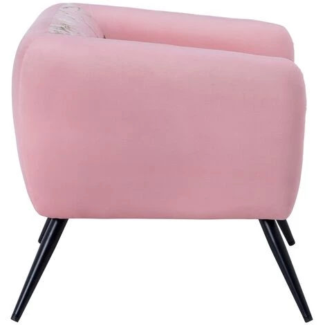 LOLAHOME Fauteuil Tapissé De Velours Rose Avec Des Fleurs 75x71x71 Cm 4 LOLAHOME Fauteuil Tapissé De Velours Rose Avec Des Fleurs 75x71x71 Cm â Image 2
