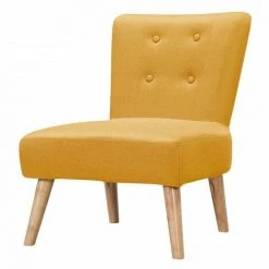 MOLOO ULRIK - Fauteuil Scandinave Tissu Curry Pieds Bois - Jaune