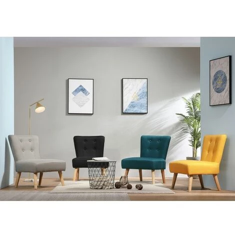 MOLOO ULRIK - Fauteuil Scandinave Tissu Noir Pieds Bois - Noir 4 MOLOO ULRIK - Fauteuil Scandinave Tissu Noir Pieds Bois - Noir – Image 2