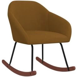 Chaise à Bascule Tissu Marron VidaXL