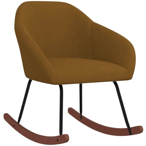 Chaise à Bascule Tissu Marron VidaXL 3 Chaise à Bascule Tissu Marron VidaXL