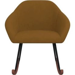 Chaise à Bascule Tissu Marron VidaXL 9 Chaise à Bascule Tissu Marron VidaXL -Pas Cher Fauteuil Magasin 50789504 3