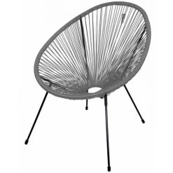 TOILINUX Fauteuil En Résine Et Pieds En Métal Le Cabana - Longueur 72, Largeur 56, Hauteur 88cm - Gris