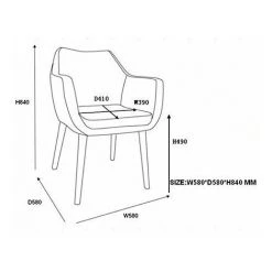 AC Design Furniture Fauteuil 0000055607 Trine - 58 X 58 X 84 Cm, Assise Cuir, Dos Vintage Cognac, Structure Bois, Chêne, ölbehandelt