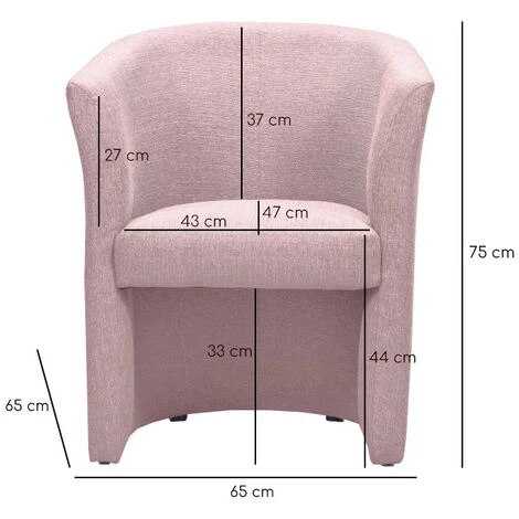 MEUBLETMOI Fauteuil Cabriolet En Tissu Rose Avec Accoudoirs - CABRI - Rose 6 MEUBLETMOI Fauteuil Cabriolet En Tissu Rose Avec Accoudoirs - CABRI - Rose – Image 4