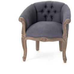 Amadeus - Fauteuil Crapaud Gris Foncé En Bois D'acajou - Gris