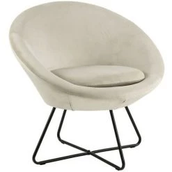 HELLIN Fauteuil Moderne En Velours Et Métal - SCOTT - Beige