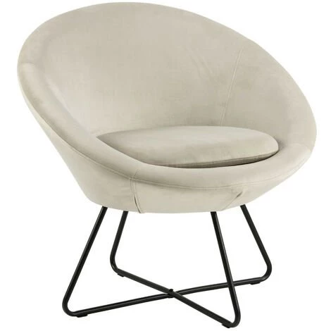 HELLIN Fauteuil Moderne En Velours Et Métal - SCOTT - Beige 3 HELLIN Fauteuil Moderne En Velours Et Métal - SCOTT - Beige