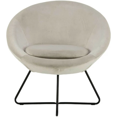 HELLIN Fauteuil Moderne En Velours Et Métal - SCOTT - Beige 4 HELLIN Fauteuil Moderne En Velours Et Métal - SCOTT - Beige – Image 2