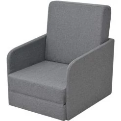 Fauteuil Convertible Tissu Gris Clair VidaXL