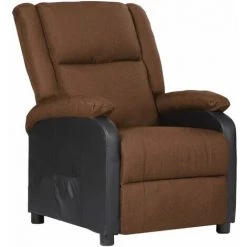 Fauteuil Inclinable TV Similicuir Et Tissu Marron VidaXL