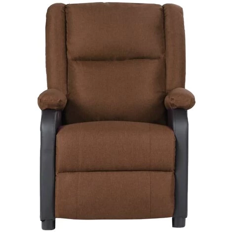 Fauteuil Inclinable TV Similicuir Et Tissu Marron VidaXL 4 Fauteuil Inclinable TV Similicuir Et Tissu Marron VidaXL – Image 2