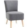 HOMCOM Fauteuil Lounge Design Scandinave Pieds Effilés Bois Massif Hévéa Revêtement Tissu Polyester Aspect Lin Gris -Pas Cher Fauteuil Magasin 50904488 1