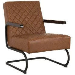 NATACHA.B Fauteuil Marron Clair Simili Cuir Vintage