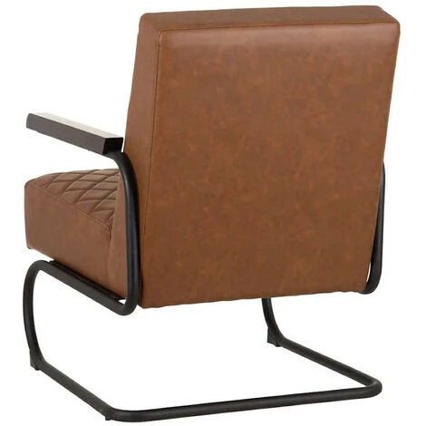 NATACHA.B Fauteuil Marron Clair Simili Cuir Vintage 4 NATACHA.B Fauteuil Marron Clair Simili Cuir Vintage – Image 2