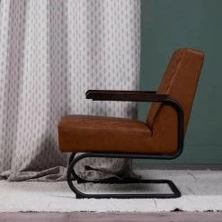 NATACHA.B Fauteuil Marron Clair Simili Cuir Vintage 9 NATACHA.B Fauteuil Marron Clair Simili Cuir Vintage -Pas Cher Fauteuil Magasin 50926500 3