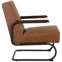NATACHA.B Fauteuil Marron Clair Simili Cuir Vintage 11 NATACHA.B Fauteuil Marron Clair Simili Cuir Vintage -Pas Cher Fauteuil Magasin 50926500 5
