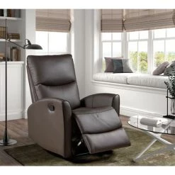 LES TENDANCES Fauteuil De Relaxation Manuel En Cuir Chocolat Balko -Pas Cher Fauteuil Magasin 50934988 4
