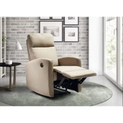 LES TENDANCES Fauteuil De Relaxation électrique Toile Beige Kali
