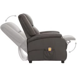 Fauteuil De Massage Inclinable Cuir Véritable Gris VidaXL -Pas Cher Fauteuil Magasin 50950182 4