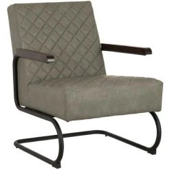 NATACHA.B Fauteuil Kaki Simili Cuir Vintage
