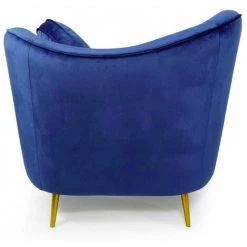 Paris Prix - Fauteuil Design En Velours "brados" 96cm Bleu -Pas Cher Fauteuil Magasin 51033989 3