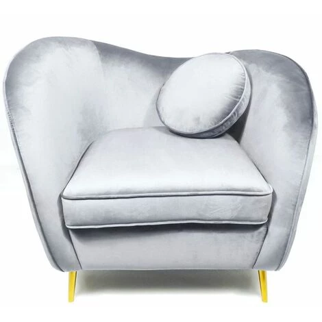 Paris Prix - Fauteuil Design En Velours "brados" 96cm Argent 3 Paris Prix - Fauteuil Design En Velours "brados" 96cm Argent