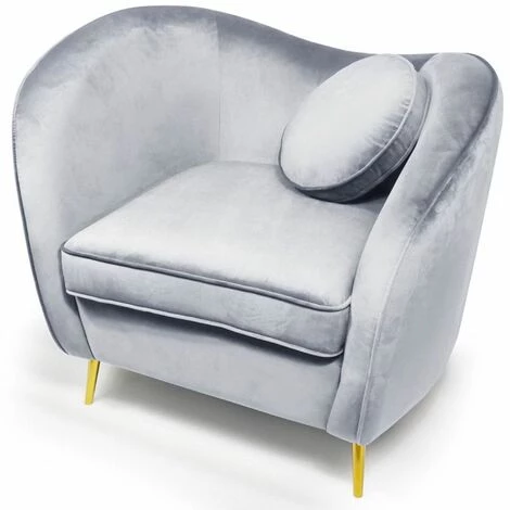 Paris Prix - Fauteuil Design En Velours "brados" 96cm Argent 4 Paris Prix - Fauteuil Design En Velours "brados" 96cm Argent – Image 2