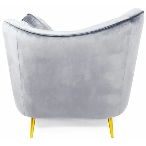 Paris Prix - Fauteuil Design En Velours "brados" 96cm Argent 6 Paris Prix - Fauteuil Design En Velours "brados" 96cm Argent – Image 4