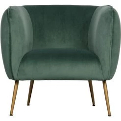 WHITELABEL Fauteuil Club Confortable En Velours - Chaise Vert - 71x79x71 Cm - Scout - Vert