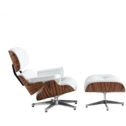 FURNMOD DESIGN YOUR SPACE Fauteuil James Lounge Chair Special Edition En Simili Cuir Et Bois De Palissandre | Blanc - Blanc -Pas Cher Fauteuil Magasin 51197599 4