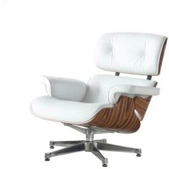 FURNMOD DESIGN YOUR SPACE Fauteuil James Lounge Chair Special Edition En Simili Cuir Et Bois De Palissandre | Blanc - Blanc -Pas Cher Fauteuil Magasin 51197599 5