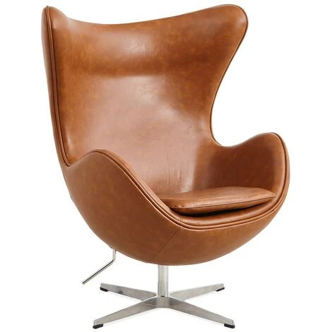 FURNMOD DESIGN YOUR SPACE Egg Chair Fauteuil Vintage En Similicuir Ciré | Marron - Marron 3 FURNMOD DESIGN YOUR SPACE Egg Chair Fauteuil Vintage En Similicuir Ciré | Marron - Marron