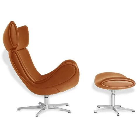 FURNMOD DESIGN YOUR SPACE Fauteuil Design Emola Lounge Chair En Cuir Italien | Cognac - Cognac 4 FURNMOD DESIGN YOUR SPACE Fauteuil Design Emola Lounge Chair En Cuir Italien | Cognac - Cognac – Image 2