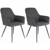 ALTOBUY VIBY - Lot De 2 Fauteuils Simili Gris Et Piétement Acier Noir - Gris