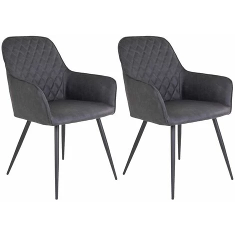 ALTOBUY VIBY - Lot De 2 Fauteuils Simili Gris Et Piétement Acier Noir - Gris 3 ALTOBUY VIBY - Lot De 2 Fauteuils Simili Gris Et Piétement Acier Noir - Gris