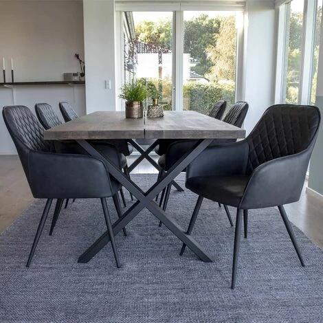 ALTOBUY VIBY - Lot De 2 Fauteuils Simili Gris Et Piétement Acier Noir - Gris 4 ALTOBUY VIBY - Lot De 2 Fauteuils Simili Gris Et Piétement Acier Noir - Gris – Image 2