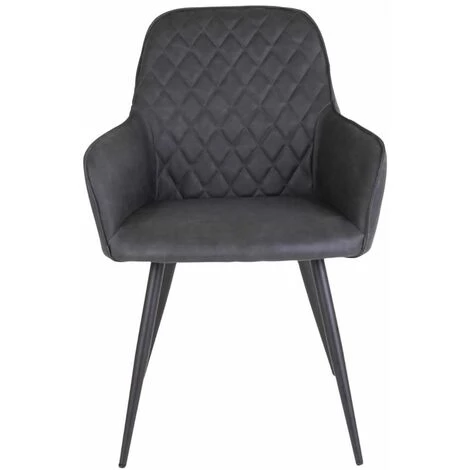 ALTOBUY VIBY - Lot De 2 Fauteuils Simili Gris Et Piétement Acier Noir - Gris 6 ALTOBUY VIBY - Lot De 2 Fauteuils Simili Gris Et Piétement Acier Noir - Gris – Image 4
