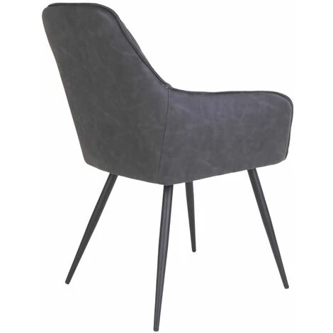 ALTOBUY VIBY - Lot De 2 Fauteuils Simili Gris Et Piétement Acier Noir - Gris 7 ALTOBUY VIBY - Lot De 2 Fauteuils Simili Gris Et Piétement Acier Noir - Gris – Image 5