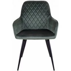 ALTOBUY VIBY - Lot De 2 Fauteuils Velours Vert Et Piétement Acier Noir - Vert -Pas Cher Fauteuil Magasin 51210063 4
